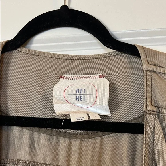 NEW LISTING! From ANTHROPOLOGIE Tan Open Front Jacket with Pockets - Picture 2 of 6